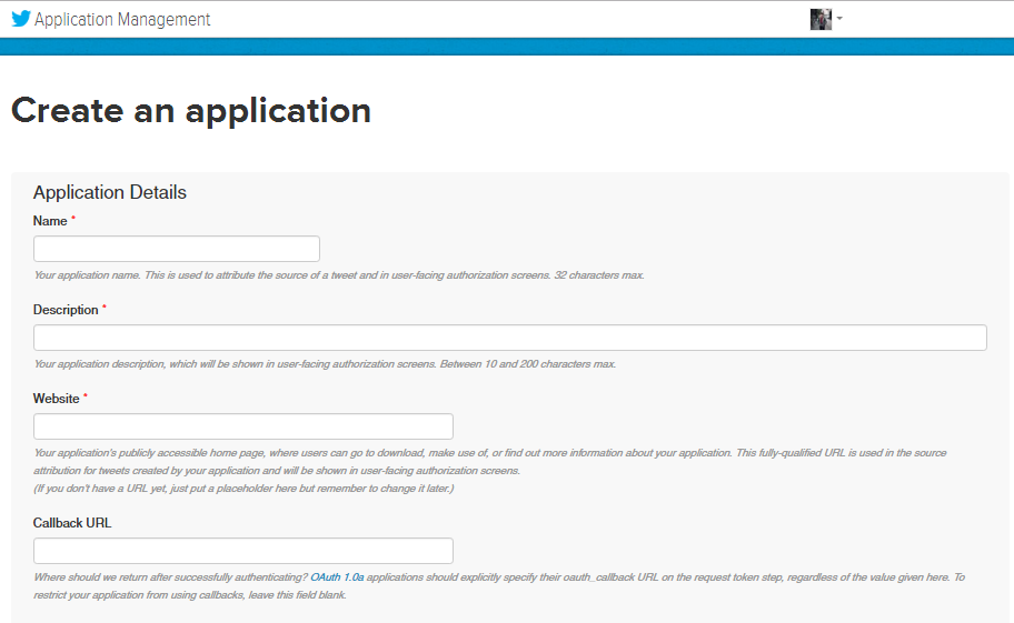 Create New App Form